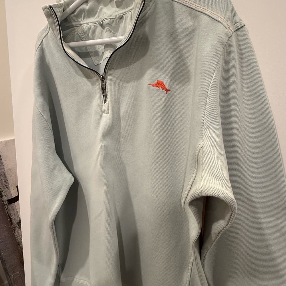 Men's Light Blue-ish Grey Half-Zip Sweater